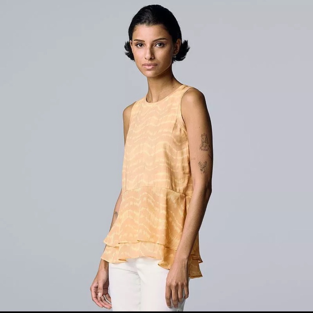 NWT Simply Vera Vera Wang Tiered Peplum-Hem Tank